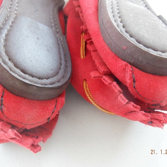 Huron Indians suede moccasins US 7 red with decorative beads - Picture 12 of 12